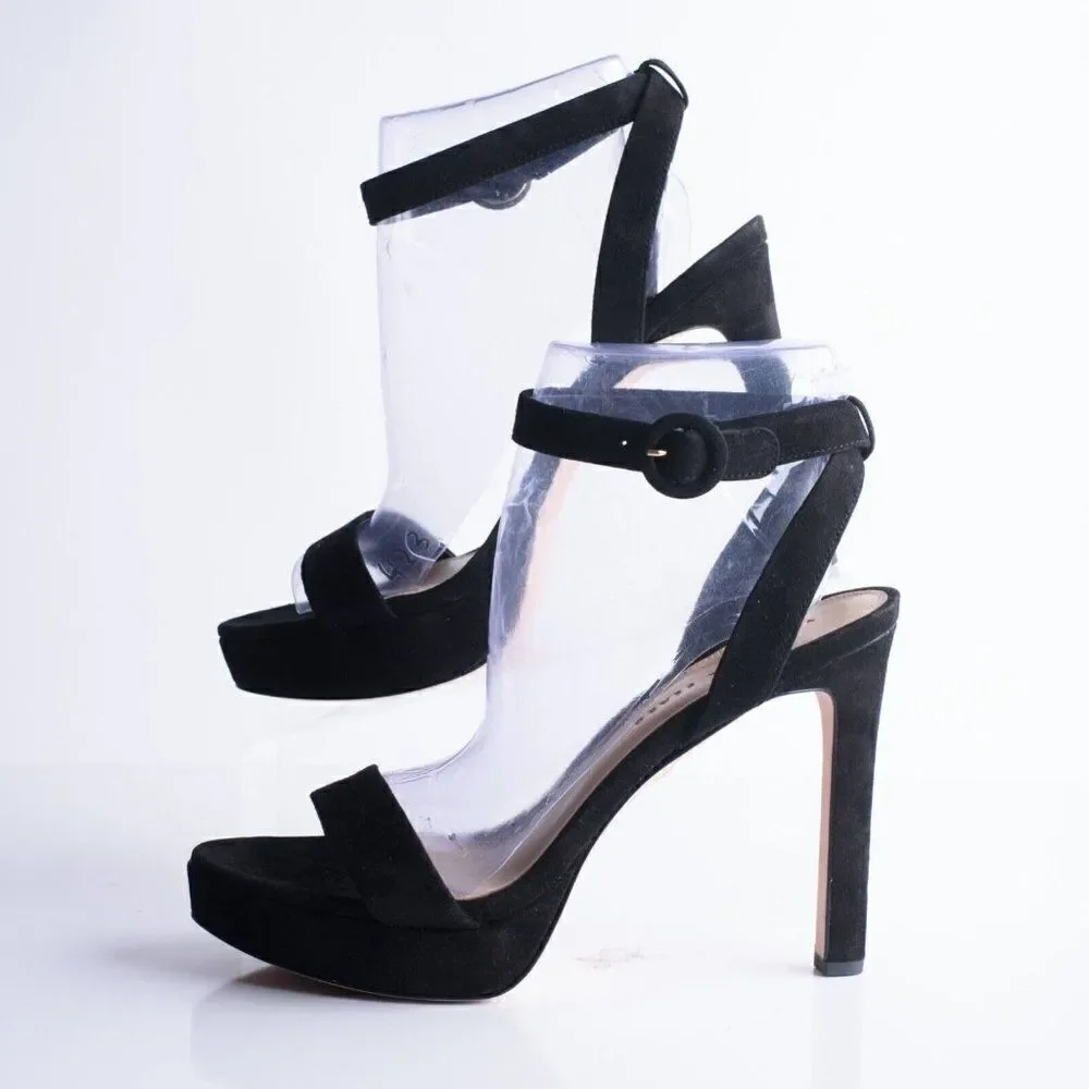 Veronica Beard Womens Black Suede Darcelle Strappy Pump Heels US 10 EU 41 New